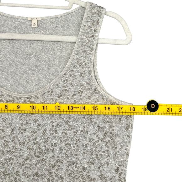 J.Crew‎ Grey Silver Sequin Sleeveless Scoop Neck Embellished Tank Top Medium - Picture 6 of 7